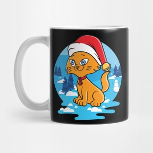 Christmas Cat Santa Hat Winter Gift Mug